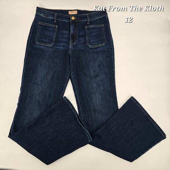 Kut From The Kloth Ana High Rise Flare Jeans Women’s Size 12 Dark Wash - Picture 1 of 5